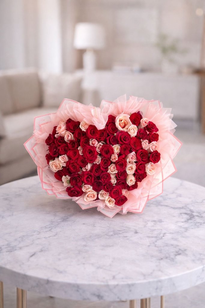 Arreglo Floral en Forma de Corazón
