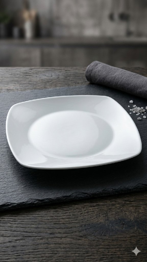 Plato plano cuadrado