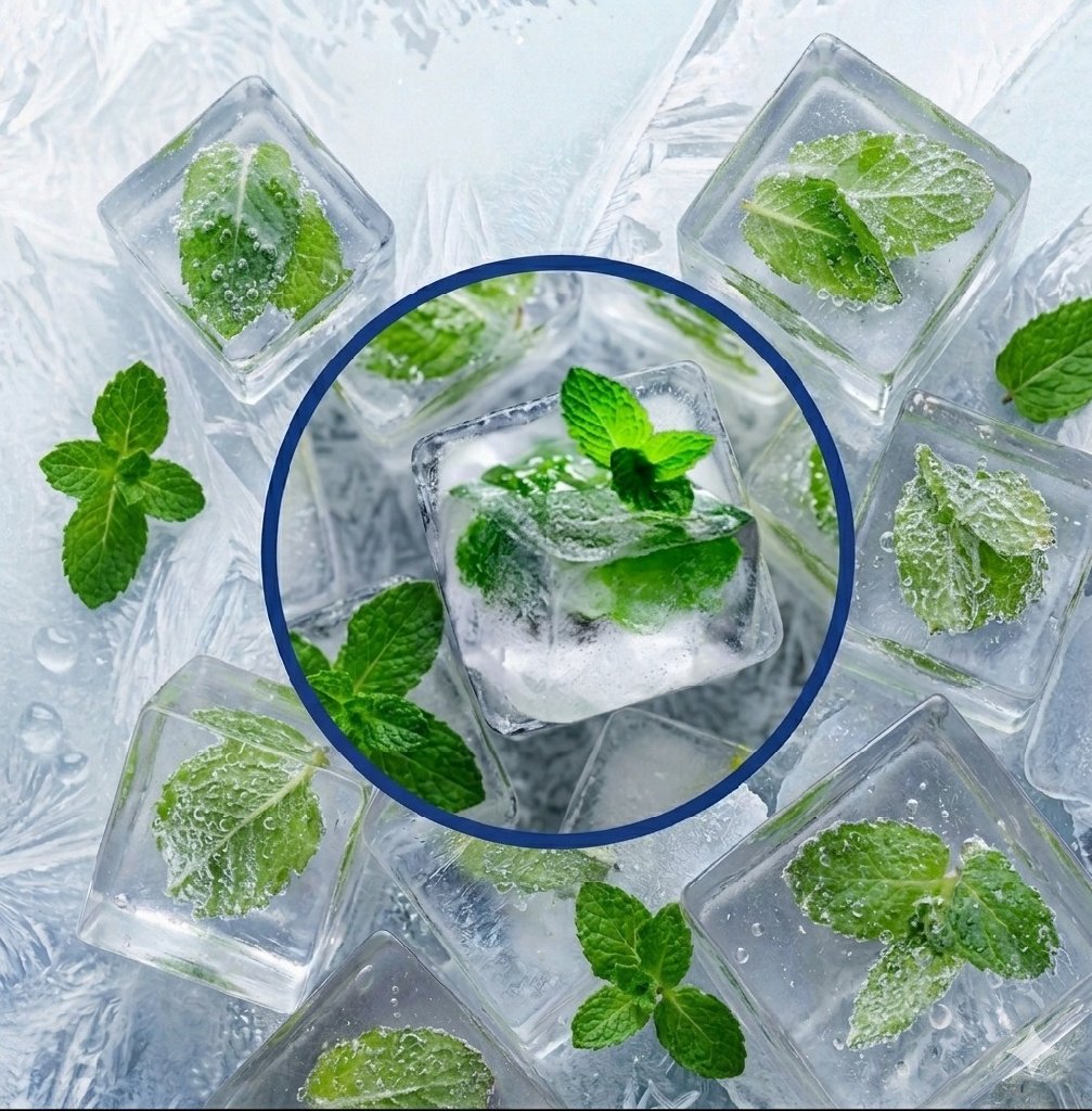 Cubos de Mojito con hierba buena y frutas (limon, frutilla o maracuya)