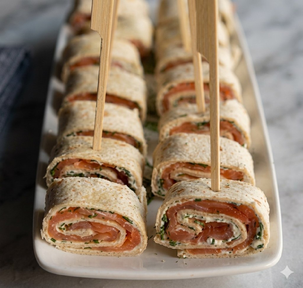 Rollos de jamon y queso crema con masa de tacos